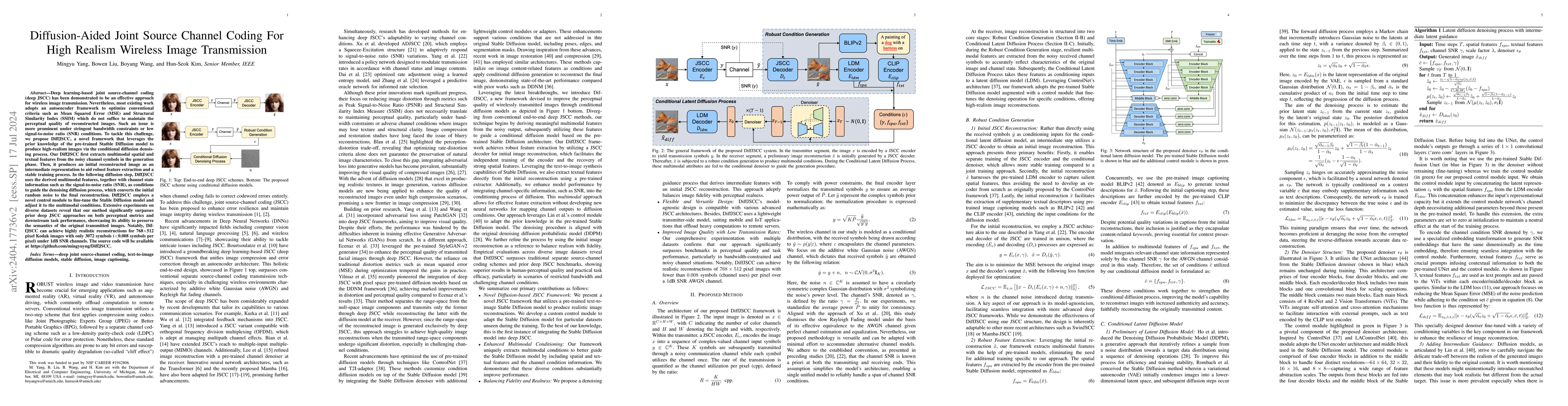 Thumbnail for Diffusion-Aided Joint Source Channel Coding For High Realism Wireless
  Image Transmission