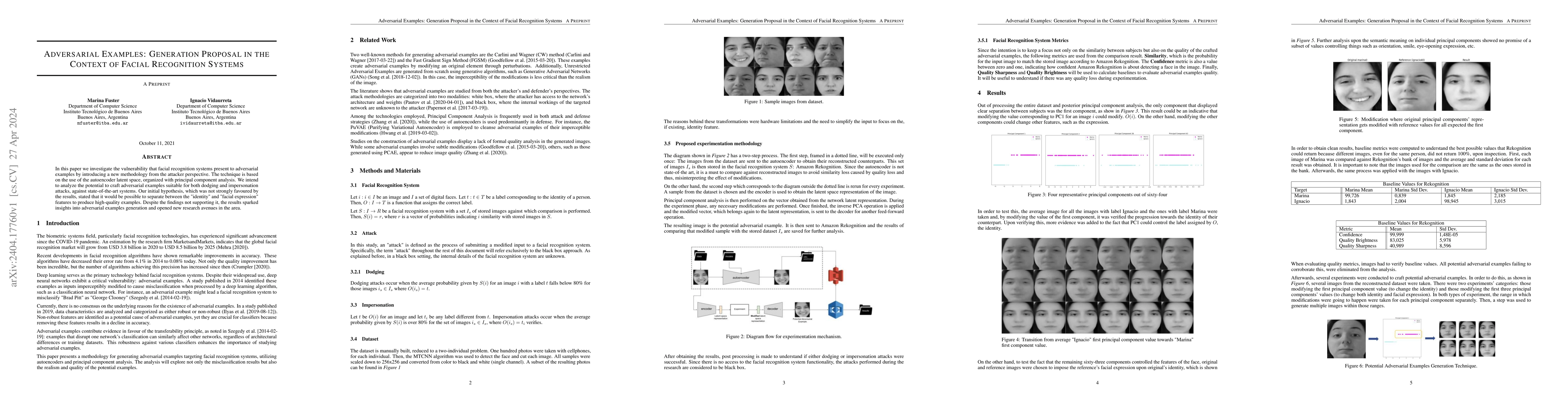 Thumbnail for Adversarial Examples: Generation Proposal in the Context of Facial
  Recognition Systems