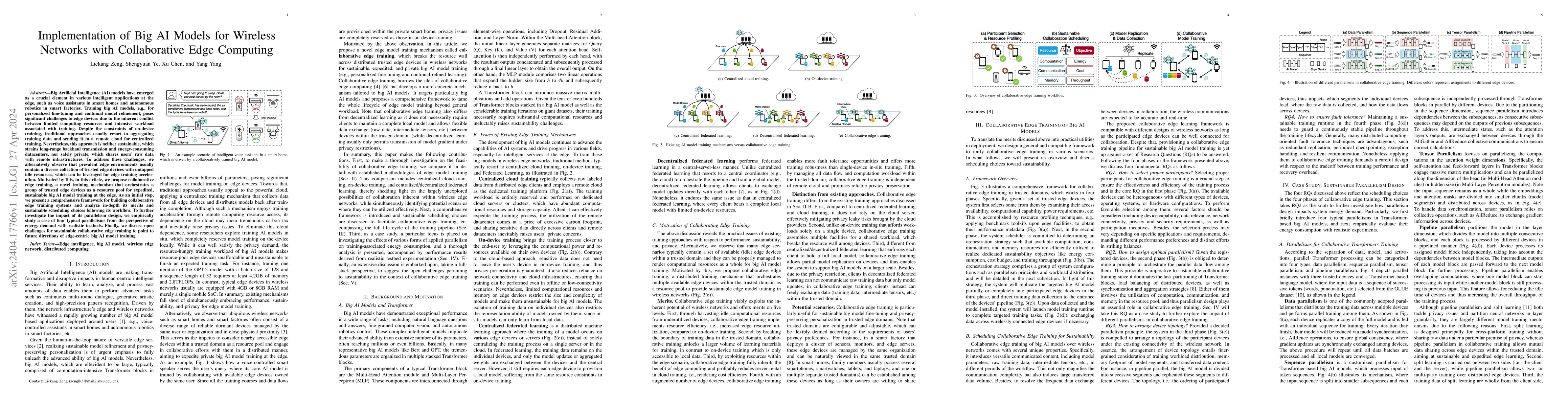 Thumbnail for Implementation of Big AI Models for Wireless Networks with Collaborative
  Edge Computing