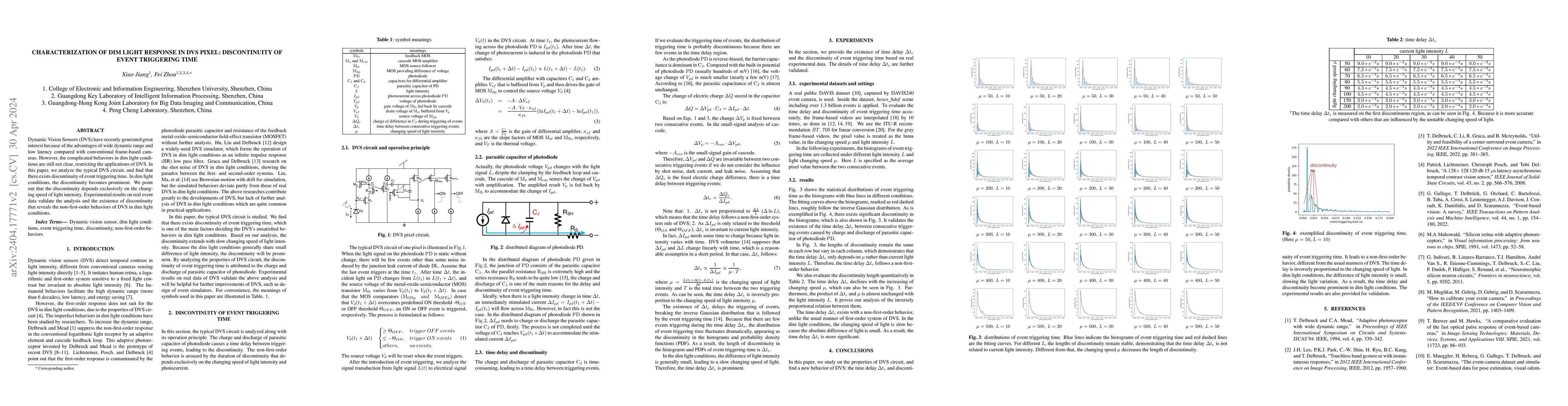 Thumbnail for Characterization of dim light response in DVS pixel: Discontinuity of
  event triggering time