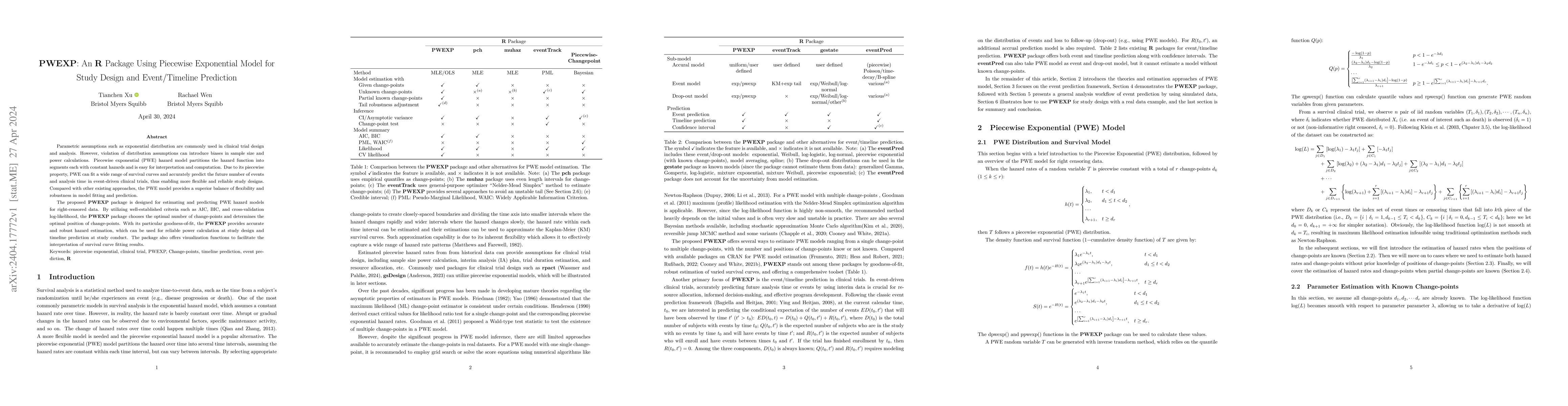 Thumbnail for PWEXP: An R Package Using Piecewise Exponential Model for Study Design
  and Event/Timeline Prediction
