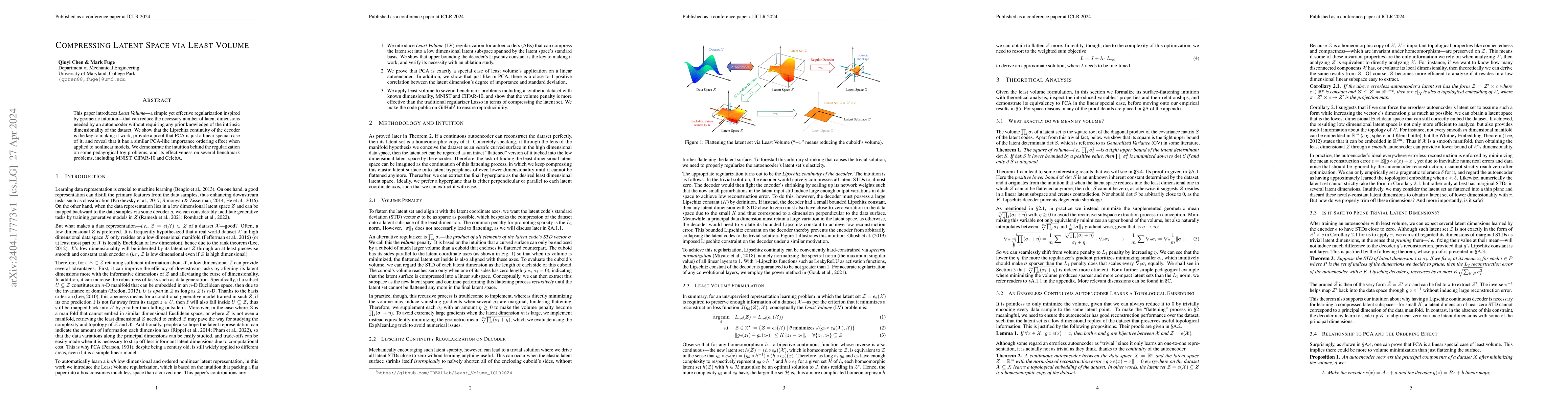 Thumbnail for Compressing Latent Space via Least Volume