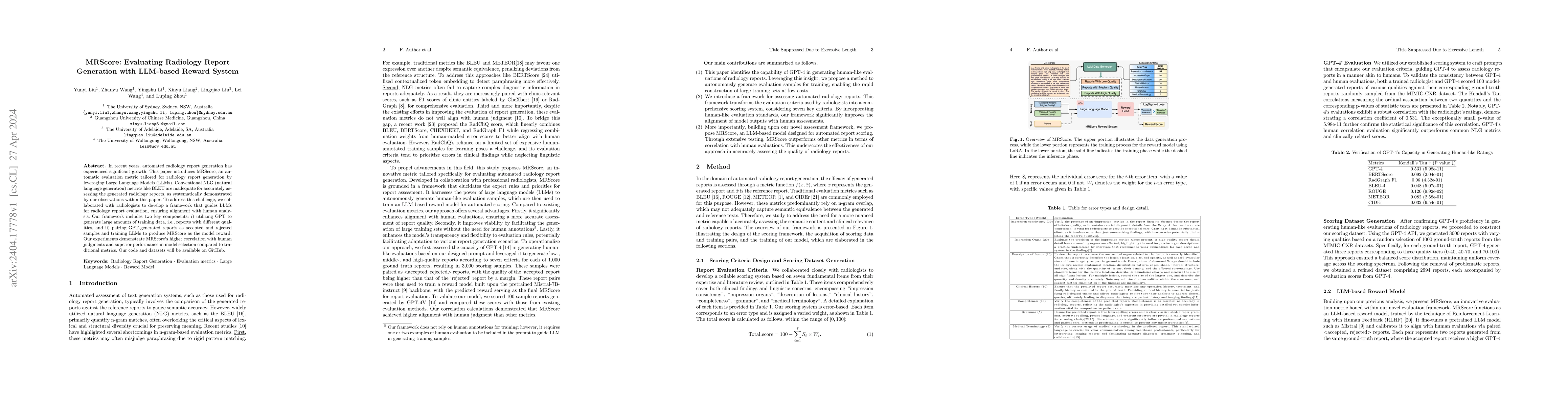 Thumbnail for MRScore: Evaluating Radiology Report Generation with LLM-based Reward
  System