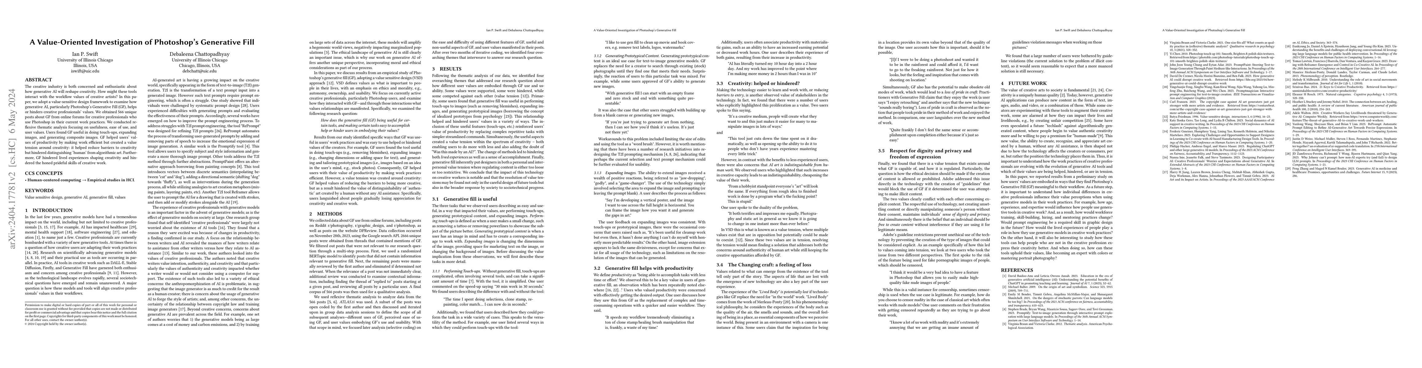 Thumbnail for A Value-Oriented Investigation of Photoshop's Generative Fill