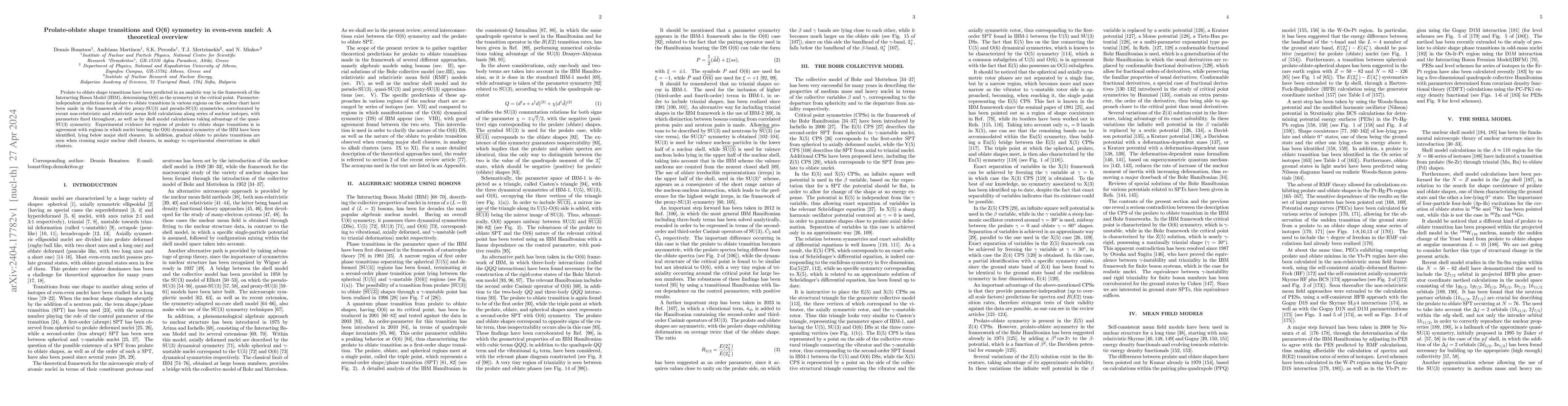 Thumbnail for Prolate-oblate shape transitions and O(6) symmetry in even-even nuclei:
  A theoretical overview
