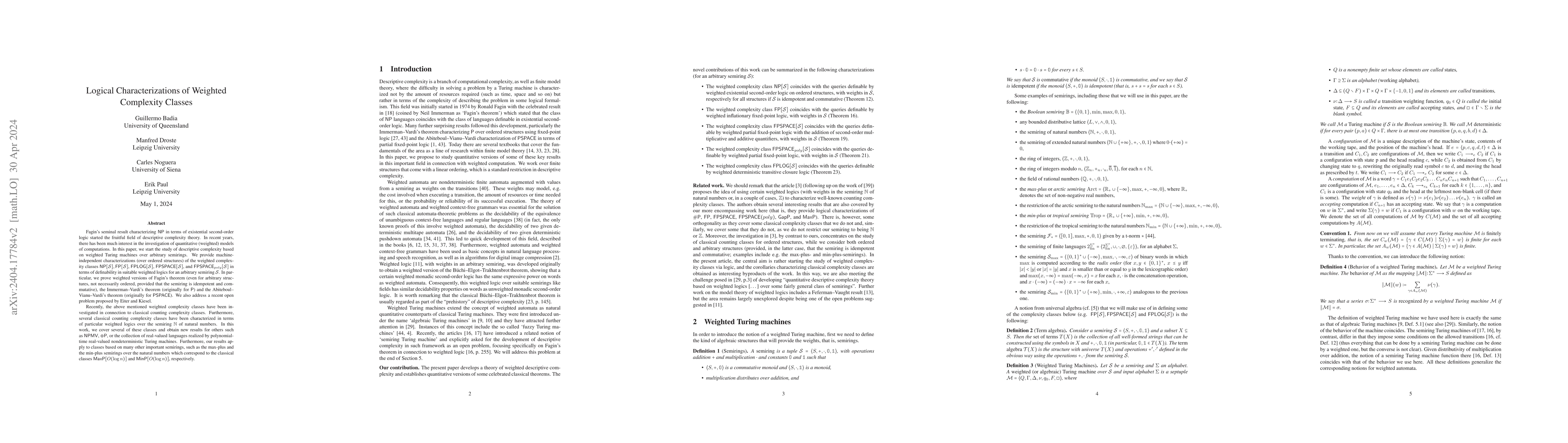 Thumbnail for Logical Characterizations of Weighted Complexity Classes