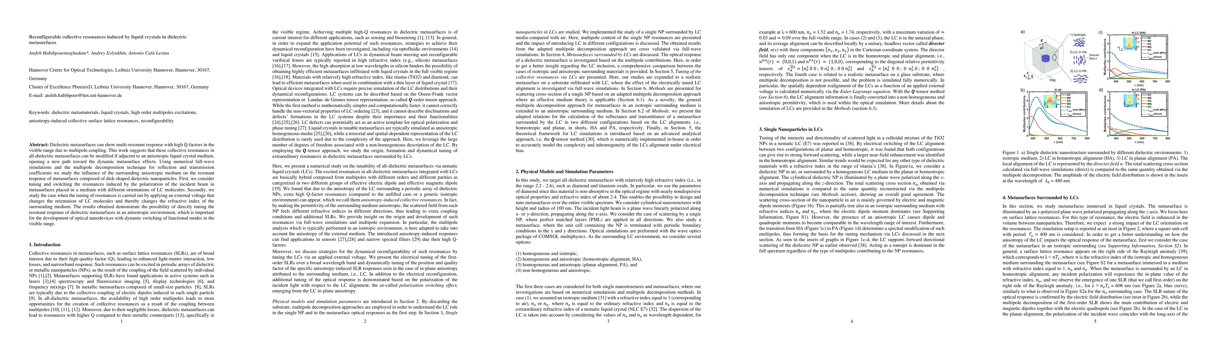 Thumbnail for Reconfigurable collective resonances induced by liquid crystals in
  dielectric metasurfaces