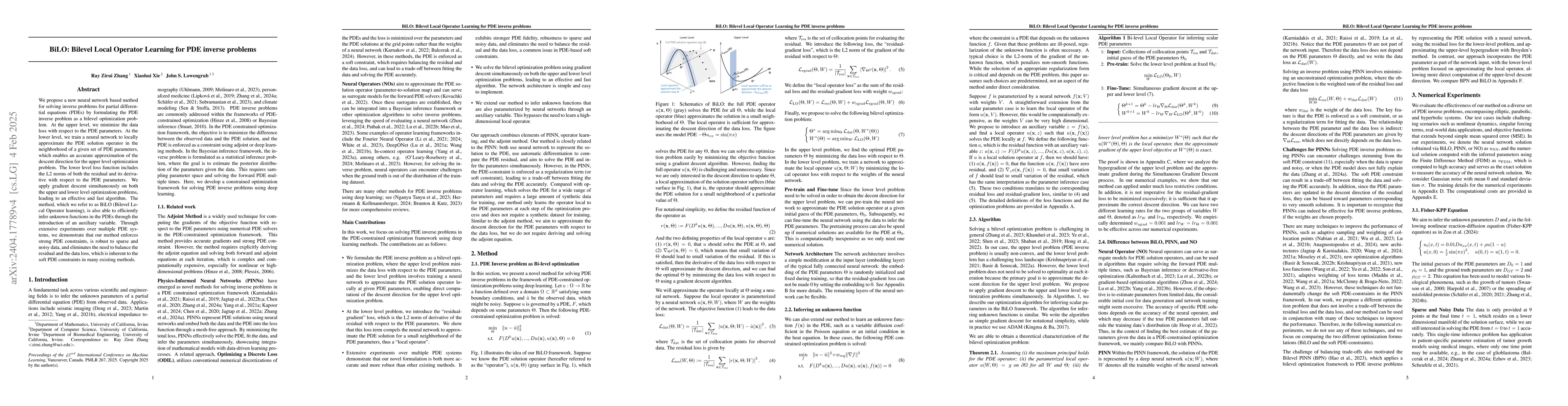 Thumbnail for BiLO: Bilevel Local Operator Learning for PDE inverse problems