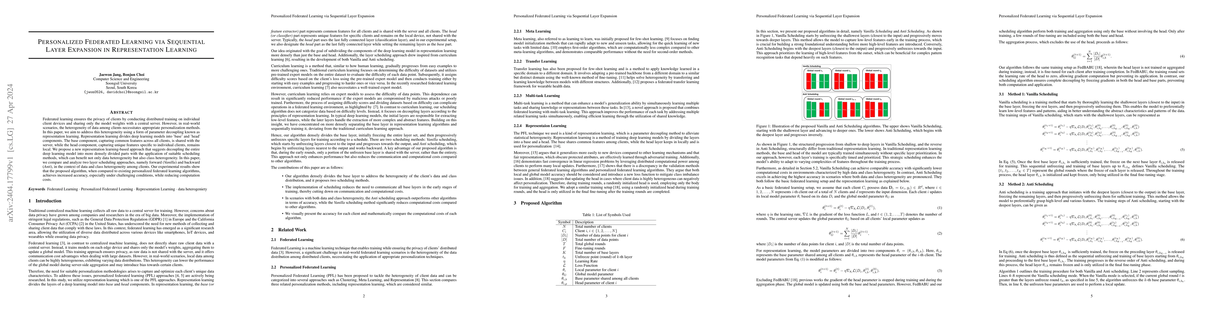 Thumbnail for Personalized Federated Learning via Sequential Layer Expansion in
  Representation Learning