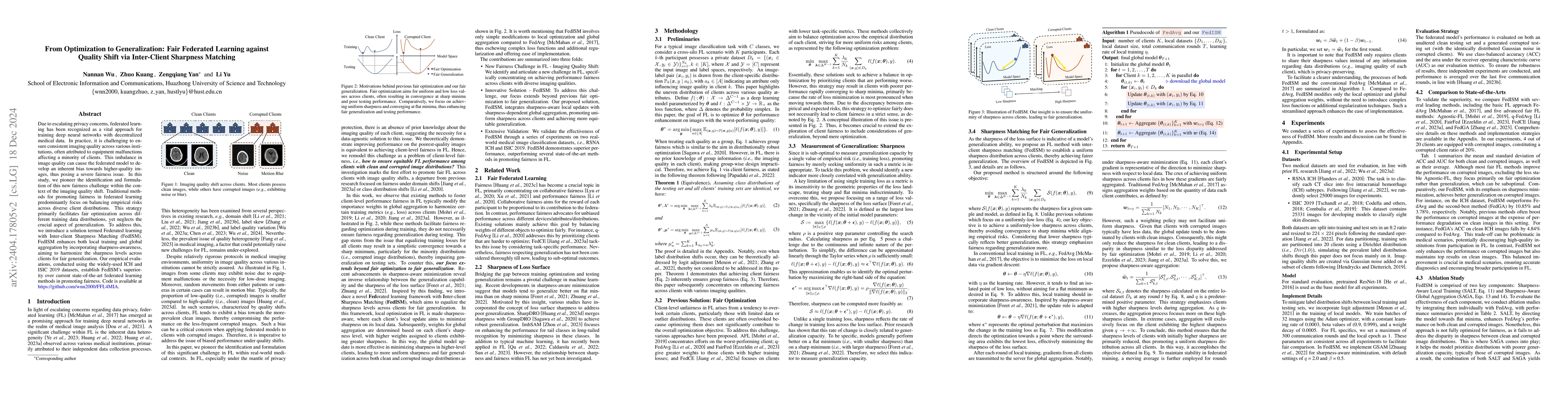 Thumbnail for From Optimization to Generalization: Fair Federated Learning against
  Quality Shift via Inter-Client Sharpness Matching