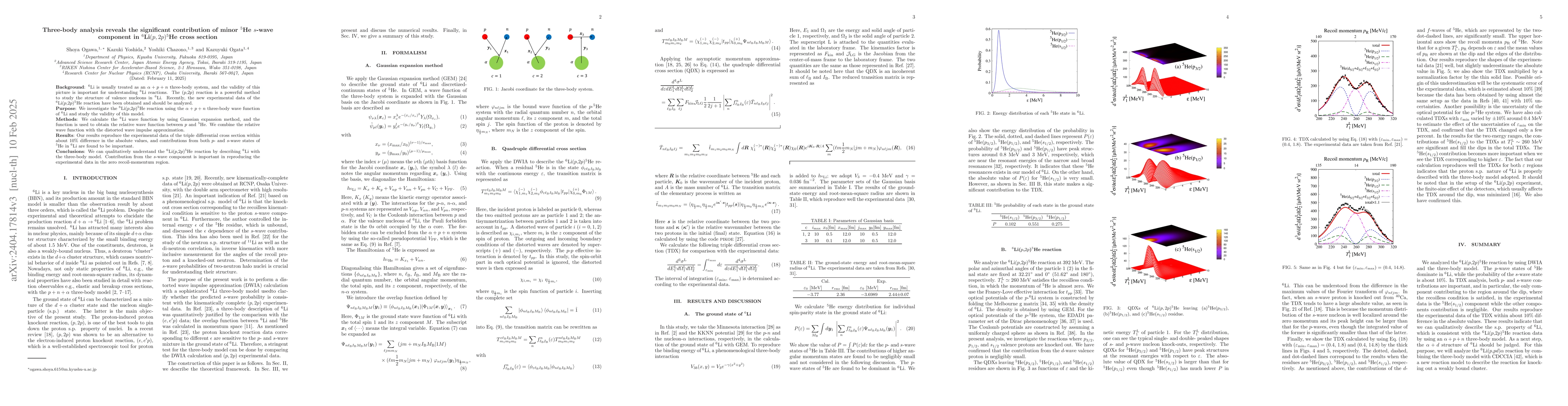 Thumbnail for Three-body analysis reveals the significant contribution of minor
  $^{5}$He $s$-wave component in $^{6}$Li$(p,2p)^{5}$He cross section