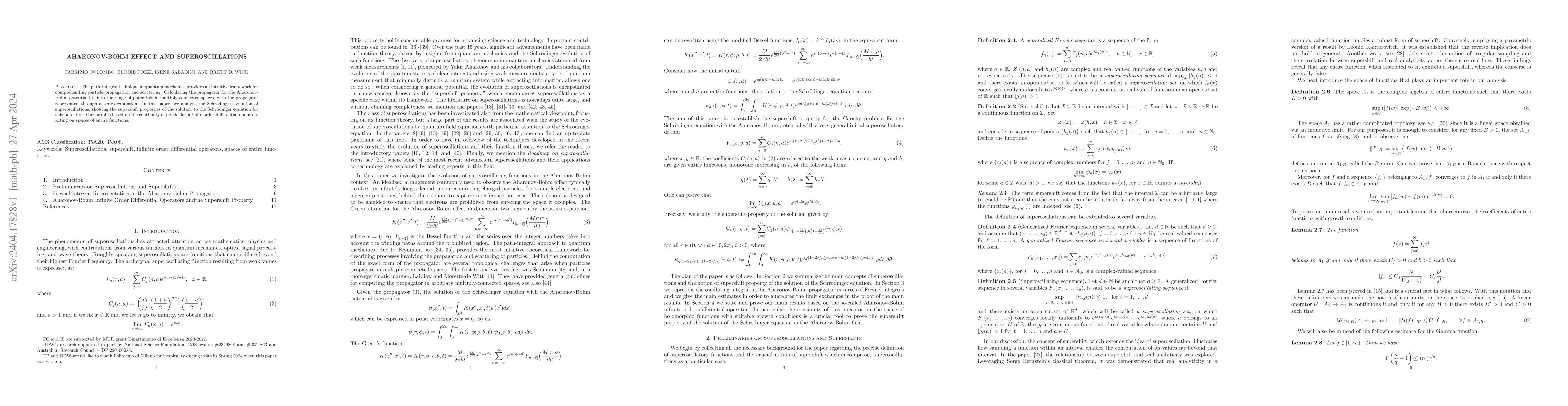 Thumbnail for Aharonov-Bohm effect and superoscillations