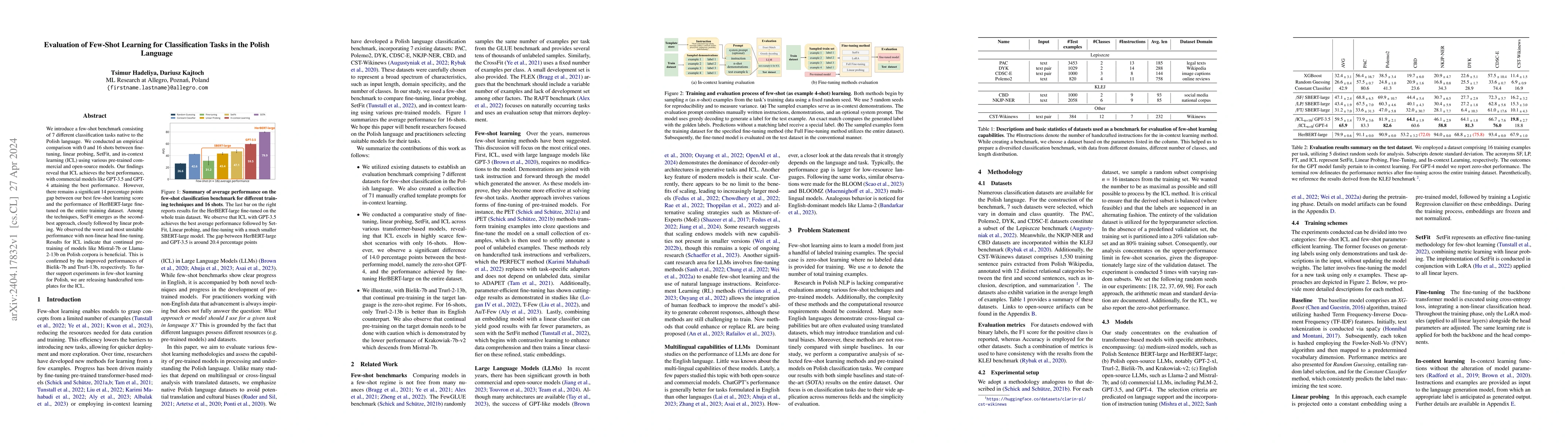 Thumbnail for Evaluation of Few-Shot Learning for Classification Tasks in the Polish
  Language