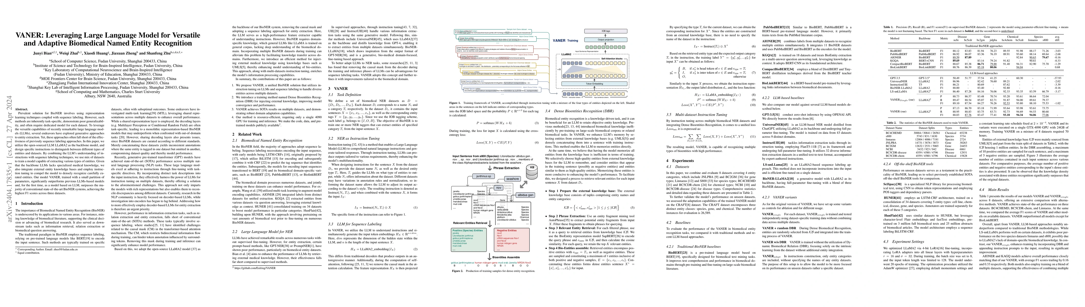 Thumbnail for VANER: Leveraging Large Language Model for Versatile and Adaptive
  Biomedical Named Entity Recognition