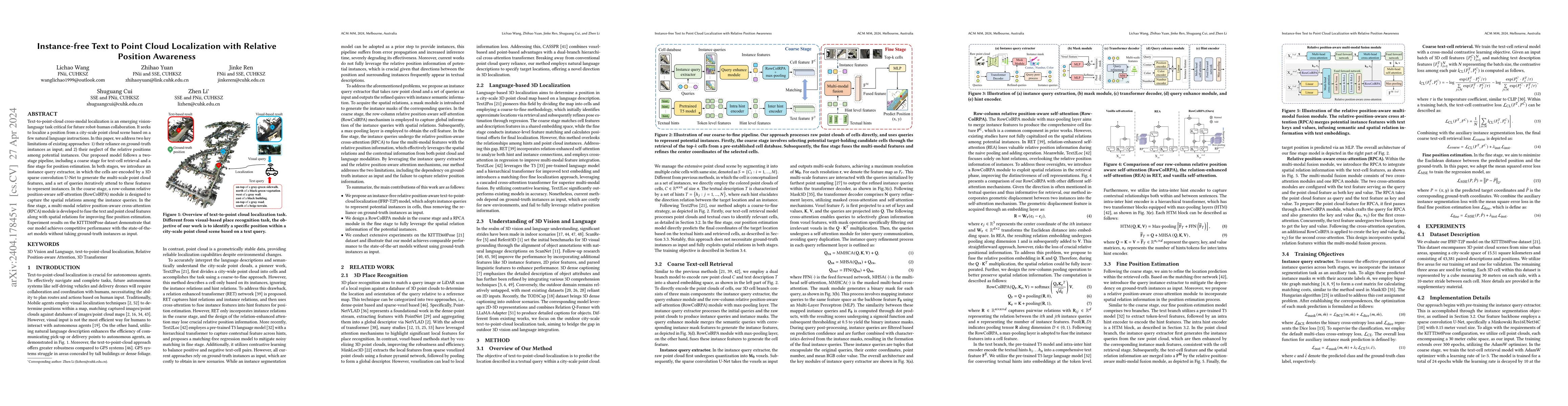 Thumbnail for Instance-free Text to Point Cloud Localization with Relative Position
  Awareness