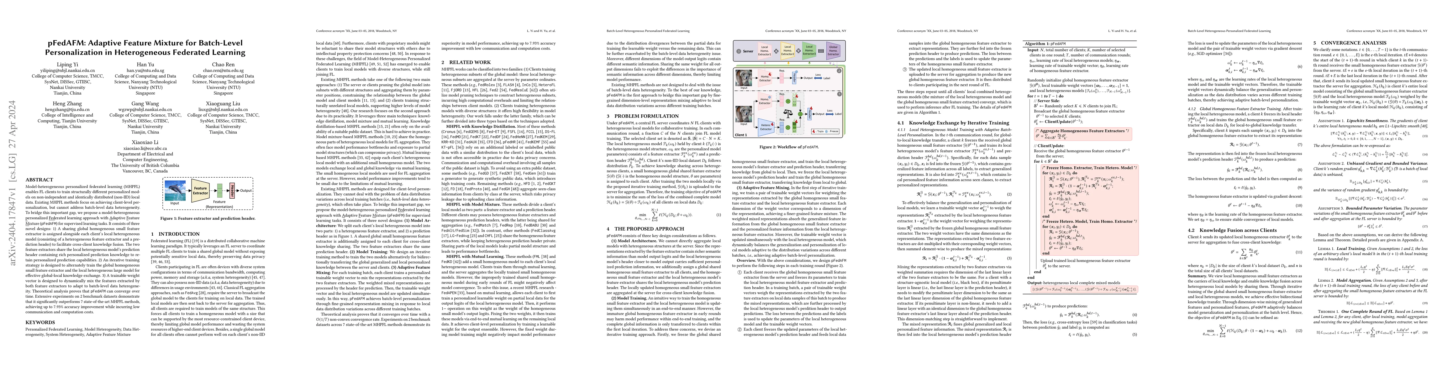 Thumbnail for pFedAFM: Adaptive Feature Mixture for Batch-Level Personalization in
  Heterogeneous Federated Learning