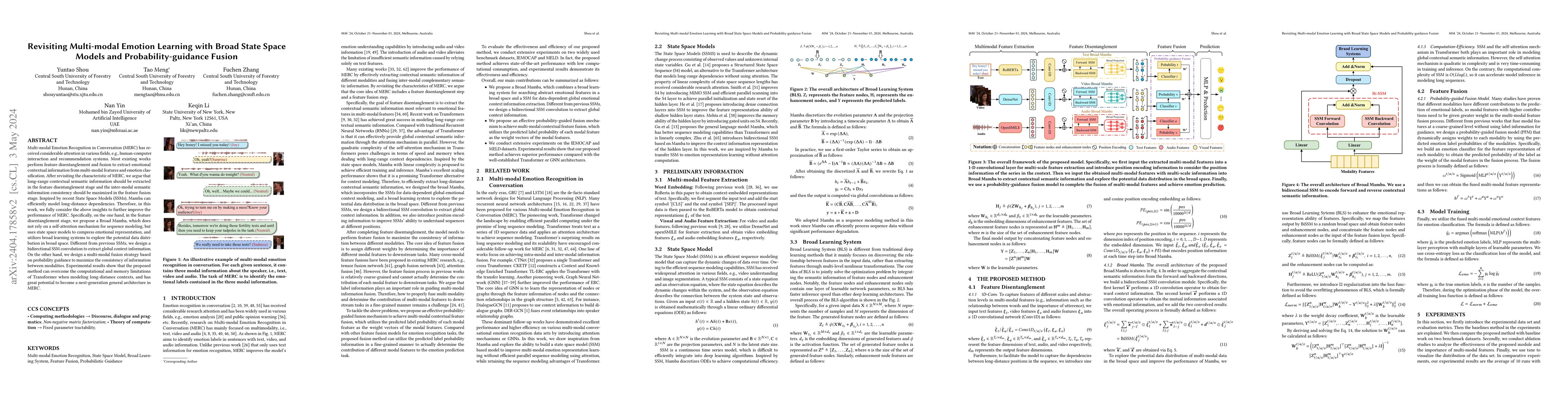 Thumbnail for Revisiting Multi-modal Emotion Learning with Broad State Space Models
  and Probability-guidance Fusion