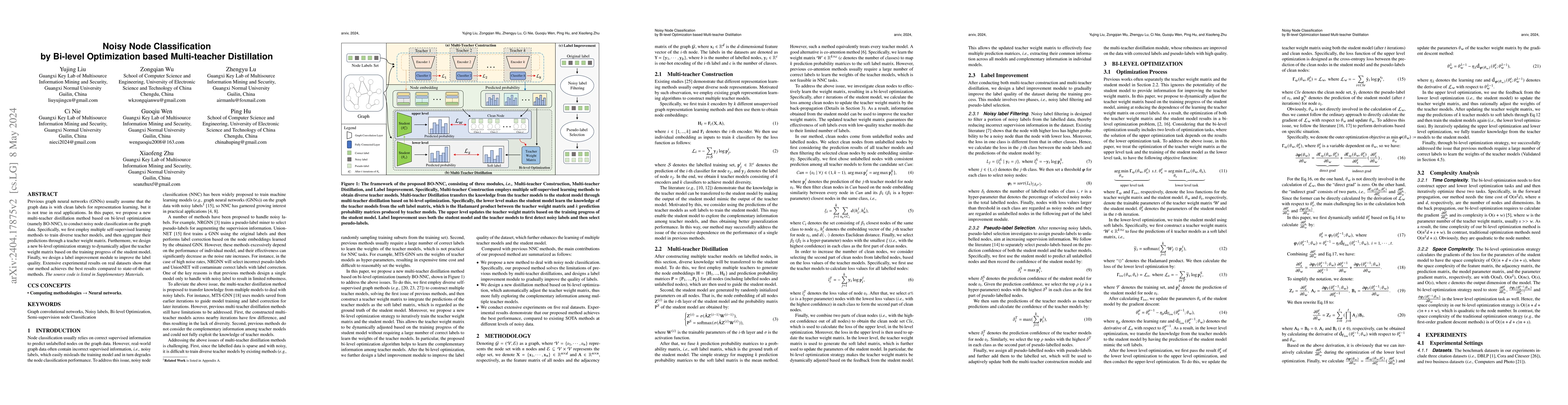 Thumbnail for Noisy Node Classification by Bi-level Optimization based Multi-teacher
  Distillation