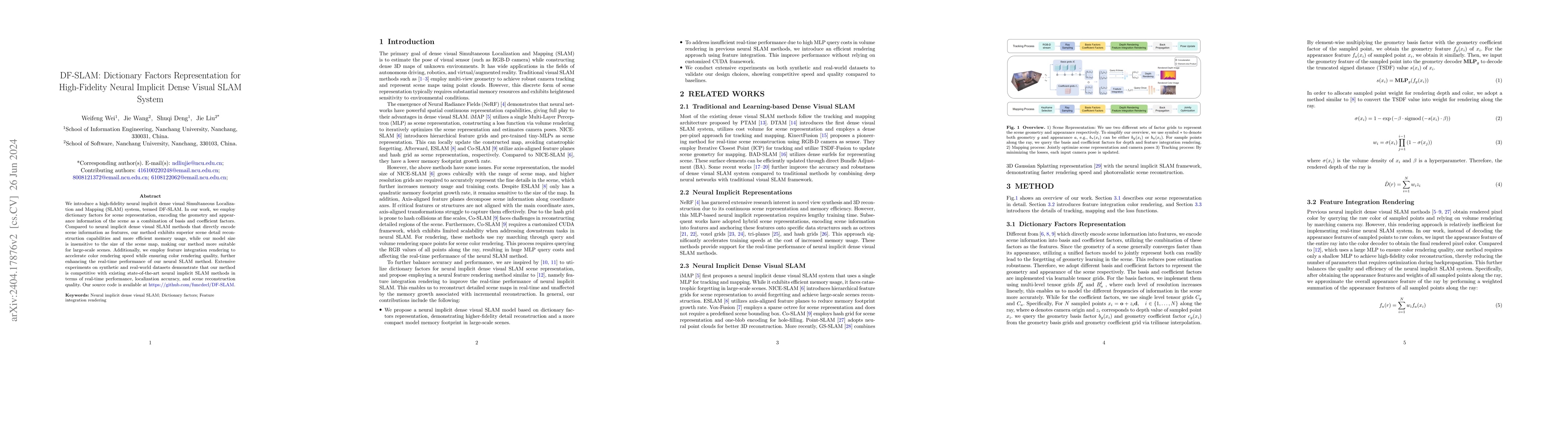 Thumbnail for DF-SLAM: Dictionary Factors Representation for High-Fidelity Neural
  Implicit Dense Visual SLAM System