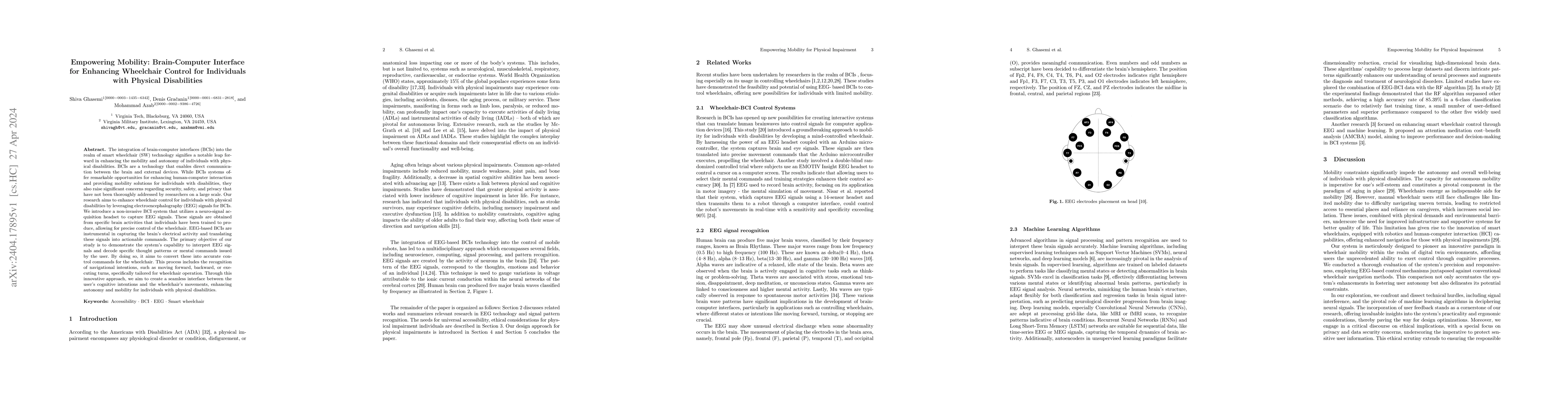 Thumbnail for Empowering Mobility: Brain-Computer Interface for Enhancing Wheelchair
  Control for Individuals with Physical Disabilities
