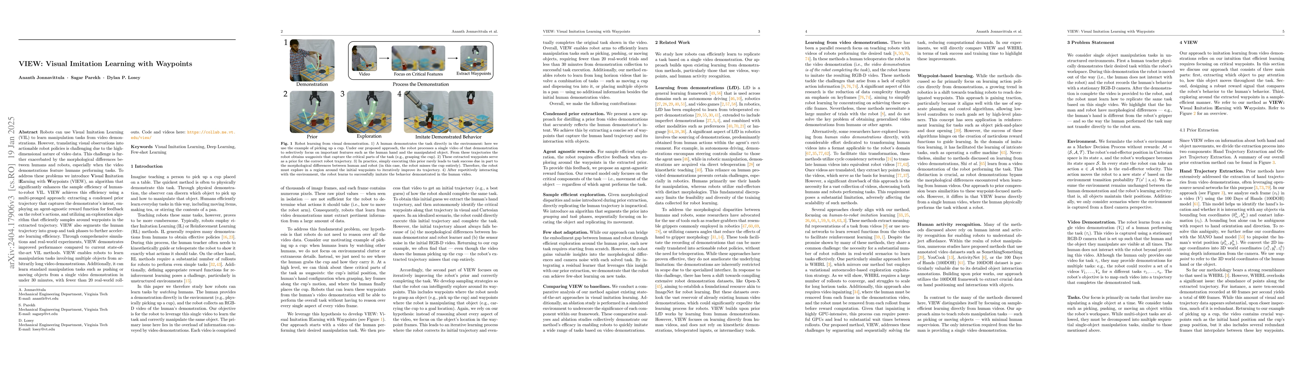 Thumbnail for VIEW: Visual Imitation Learning with Waypoints