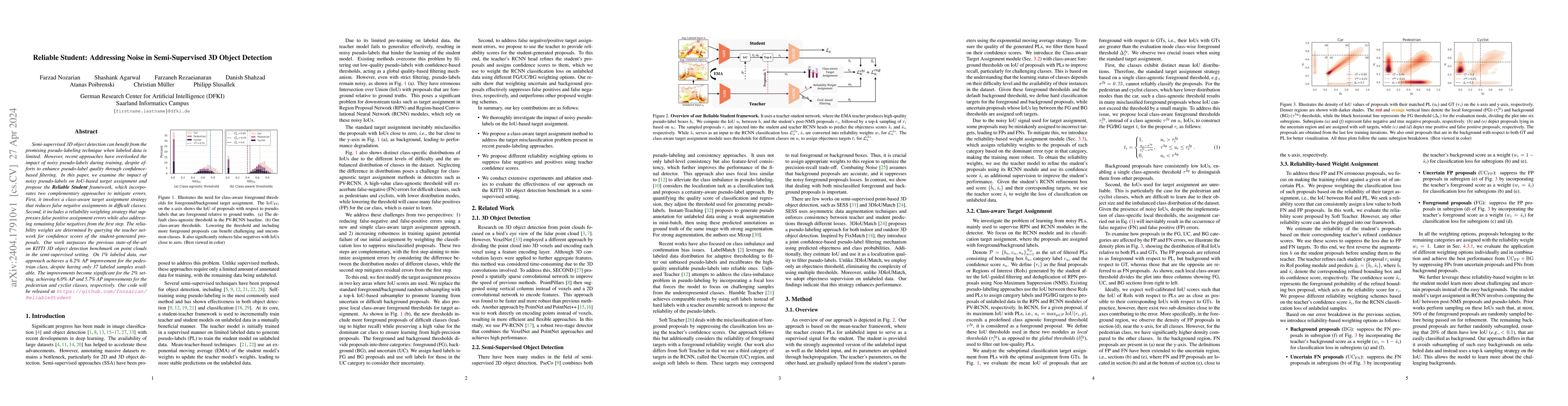 Thumbnail for Reliable Student: Addressing Noise in Semi-Supervised 3D Object
  Detection