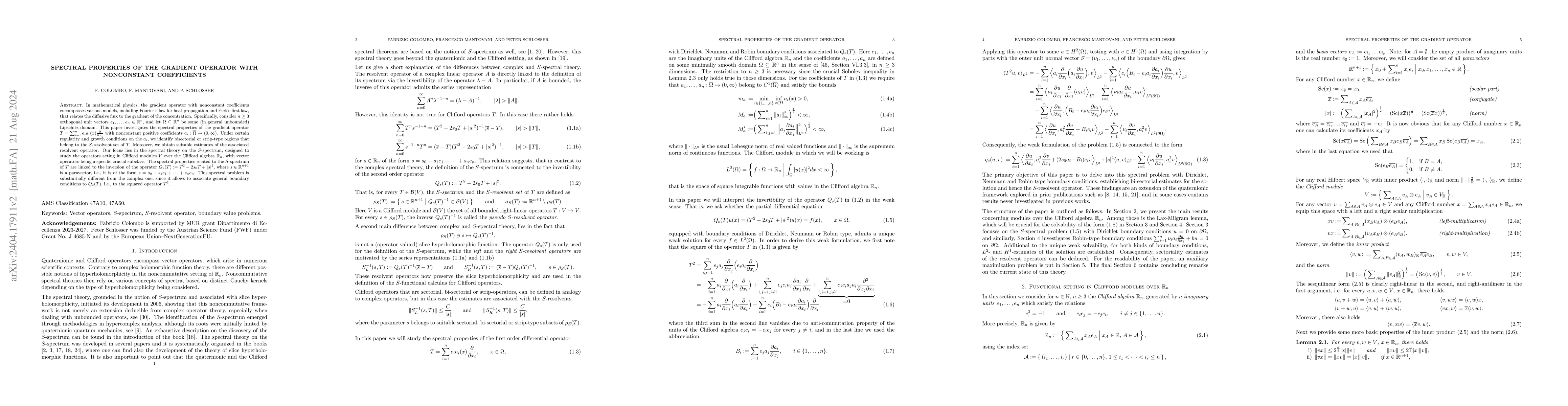 Thumbnail for Spectral properties of the gradient operator with nonconstant
  coefficients