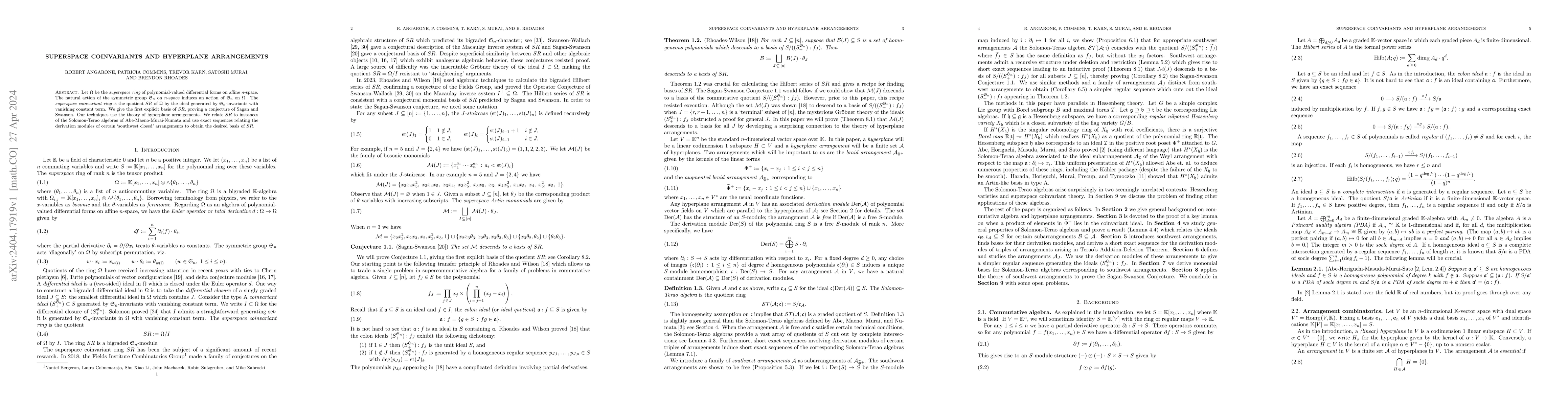 Thumbnail for Superspace coinvariants and hyperplane arrangements