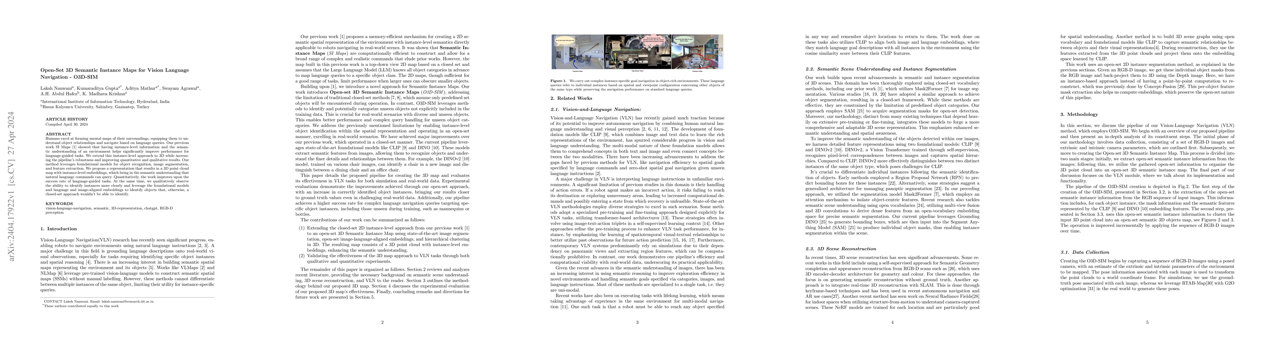 Thumbnail for Open-Set 3D Semantic Instance Maps for Vision Language Navigation --
  O3D-SIM
