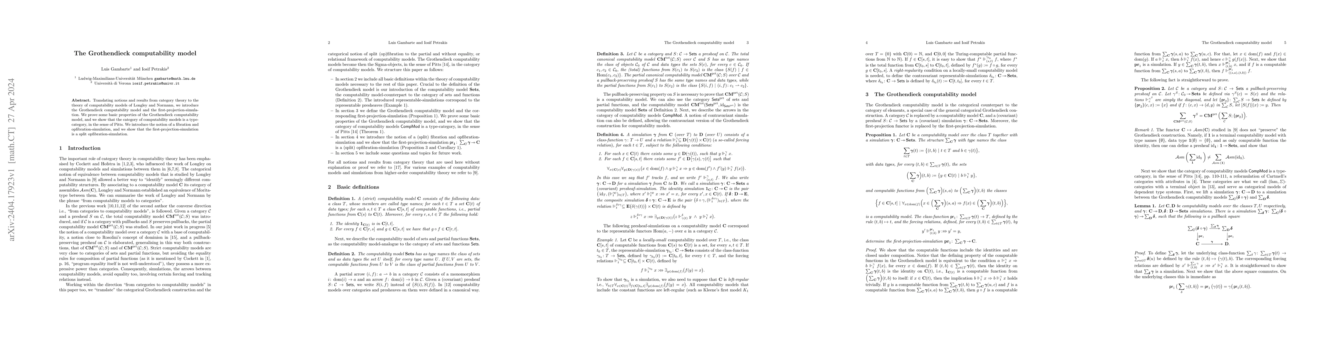 Thumbnail for The Grothendieck computability model