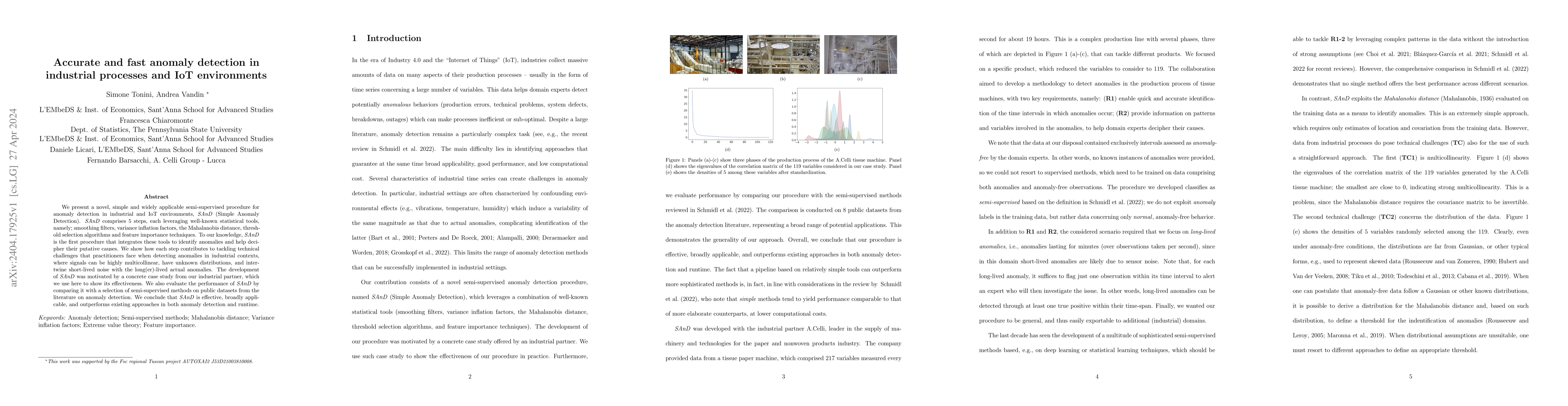 Thumbnail for Accurate and fast anomaly detection in industrial processes and IoT
  environments
