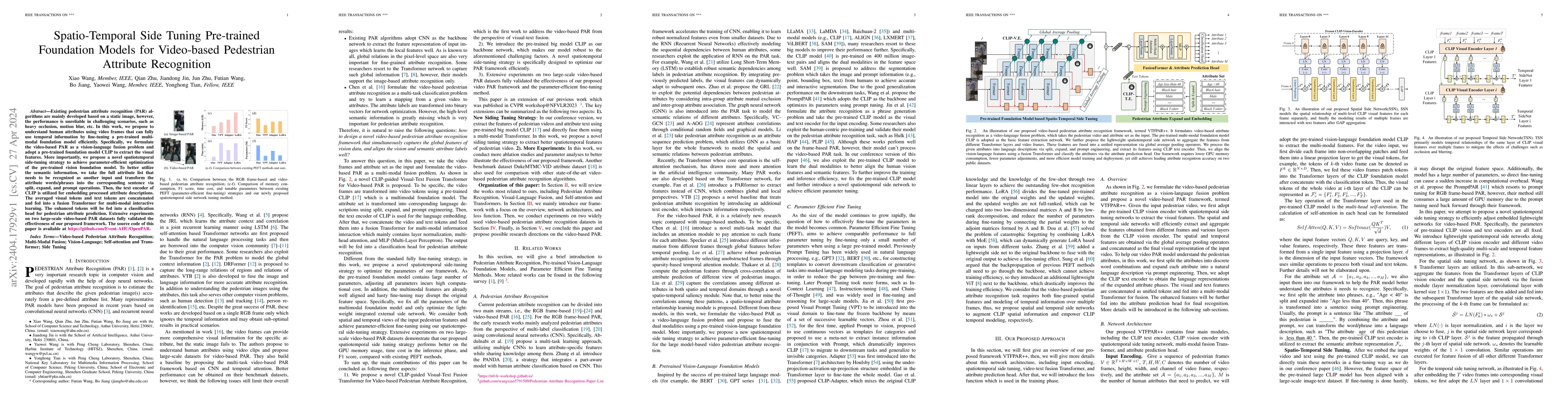 Thumbnail for Spatio-Temporal Side Tuning Pre-trained Foundation Models for
  Video-based Pedestrian Attribute Recognition