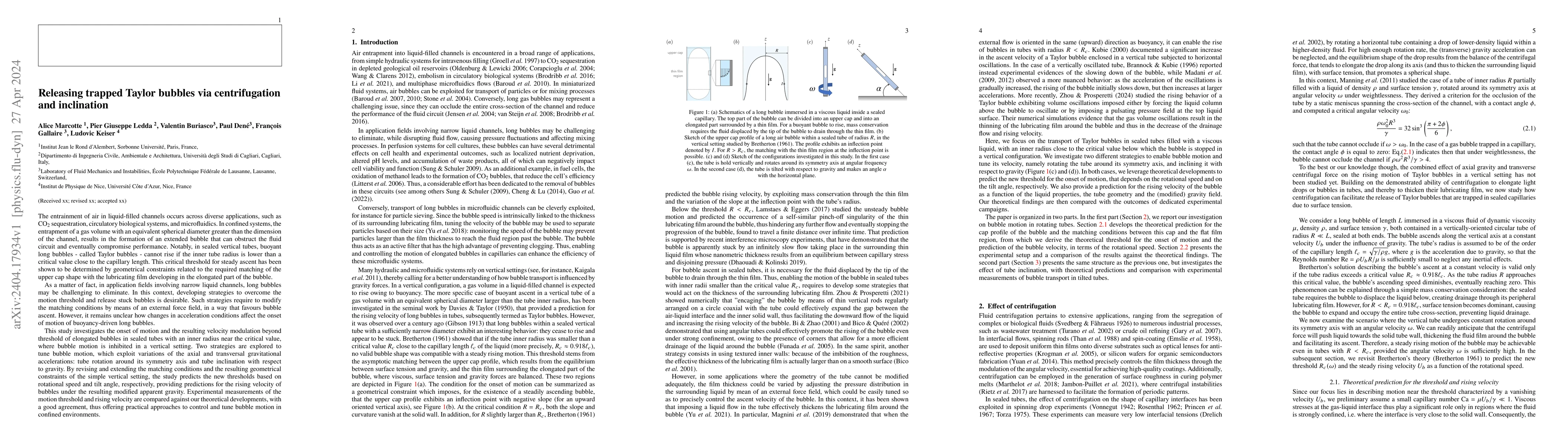 Thumbnail for Releasing trapped Taylor bubbles via centrifugation and inclination