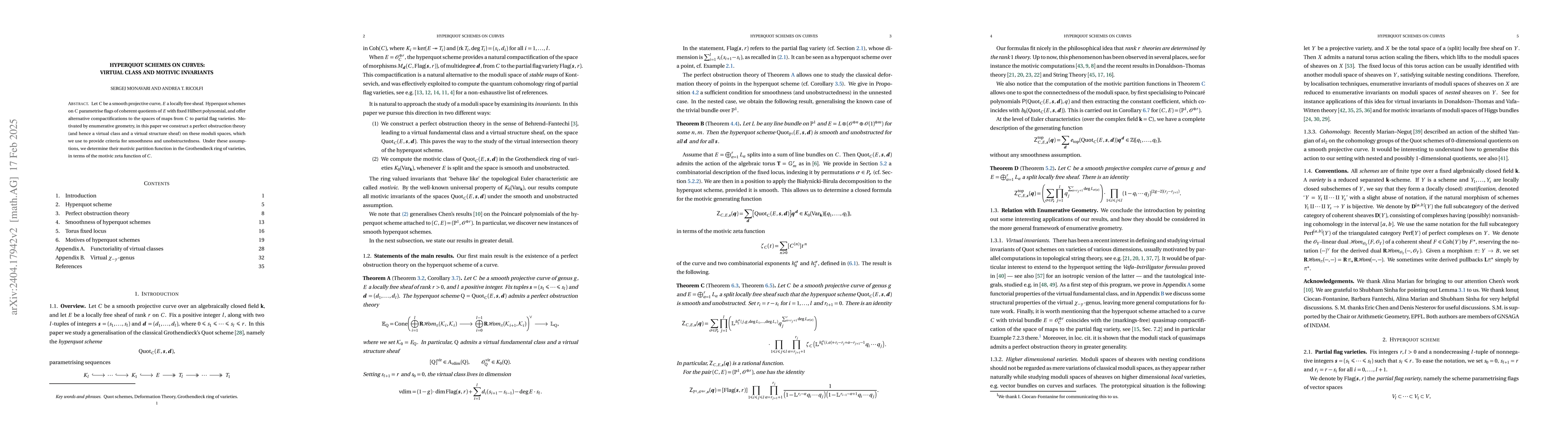 Thumbnail for Hyperquot schemes on curves: virtual class and motivic invariants