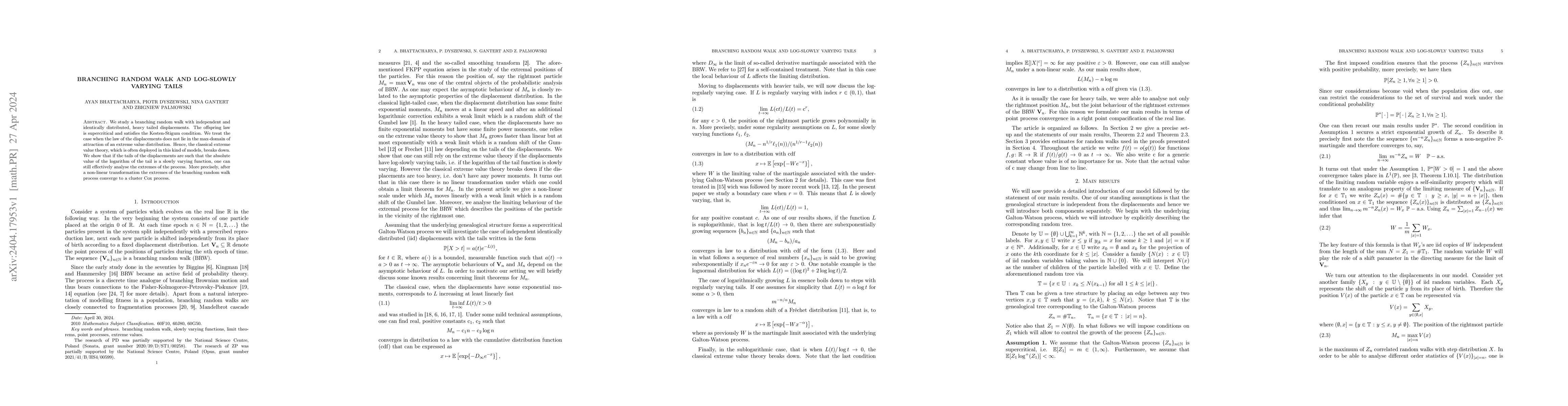 Thumbnail for Branching random walk and log-slowly varying tails