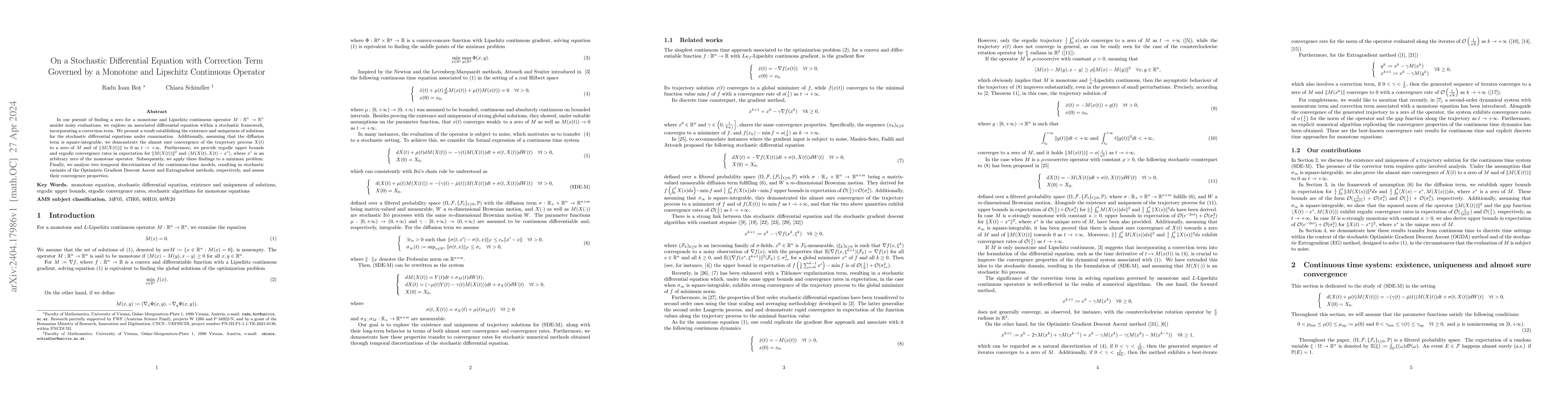 Thumbnail for On a Stochastic Differential Equation with Correction Term Governed by a
  Monotone and Lipschitz Continuous Operator
