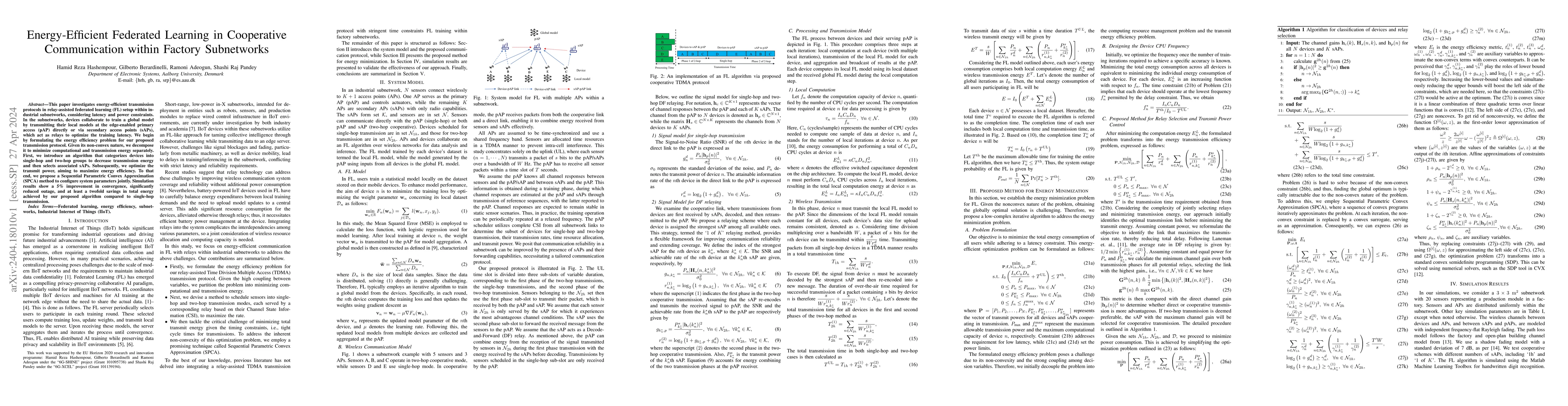 Thumbnail for Energy-Efficient Federated Learning in Cooperative Communication within
  Factory Subnetworks