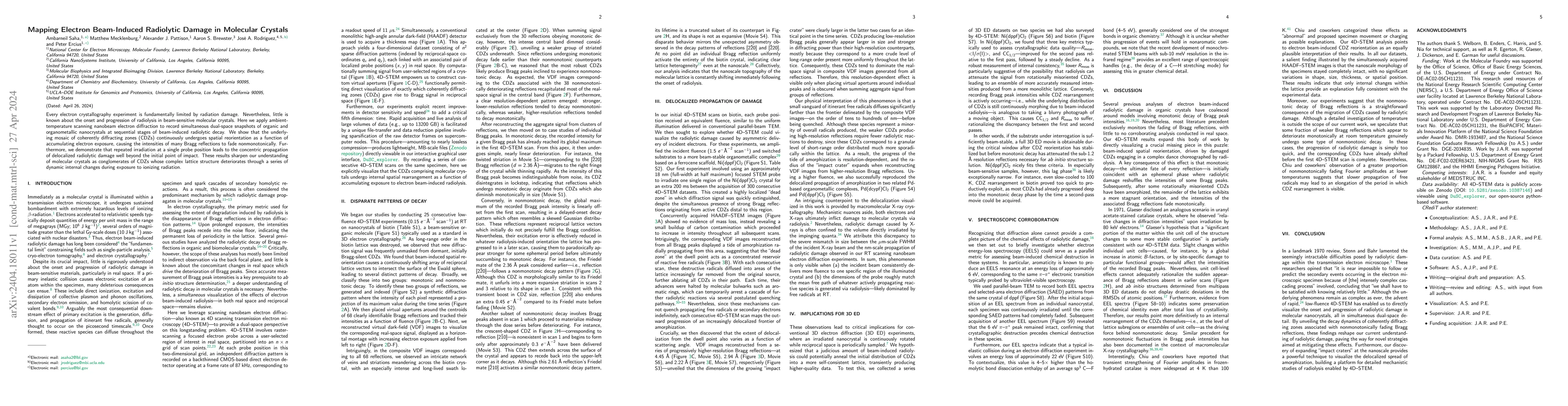 Thumbnail for Mapping electron beam-induced radiolytic damage in molecular crystals