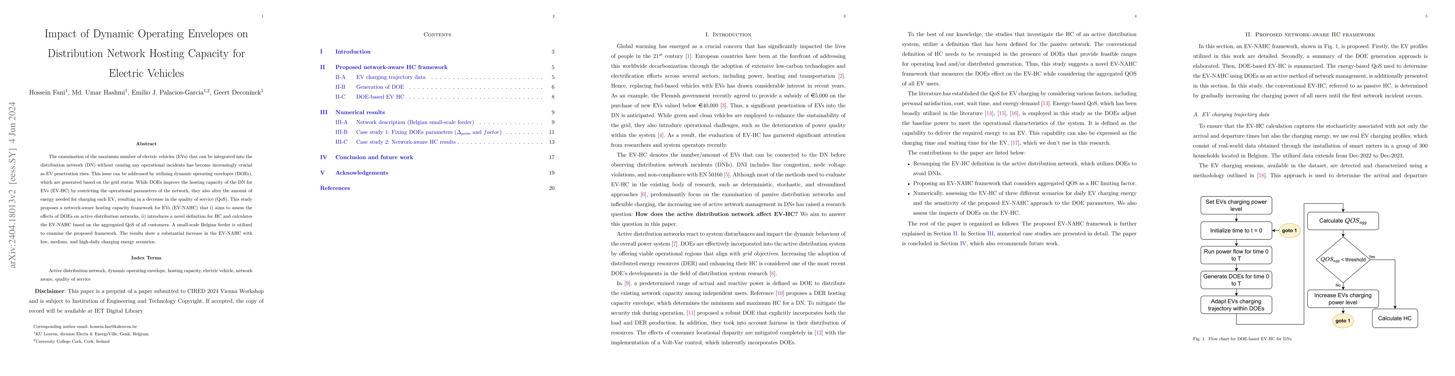 Thumbnail for Impact of Dynamic Operating Envelopes on Distribution Network Hosting
  Capacity for Electric Vehicles