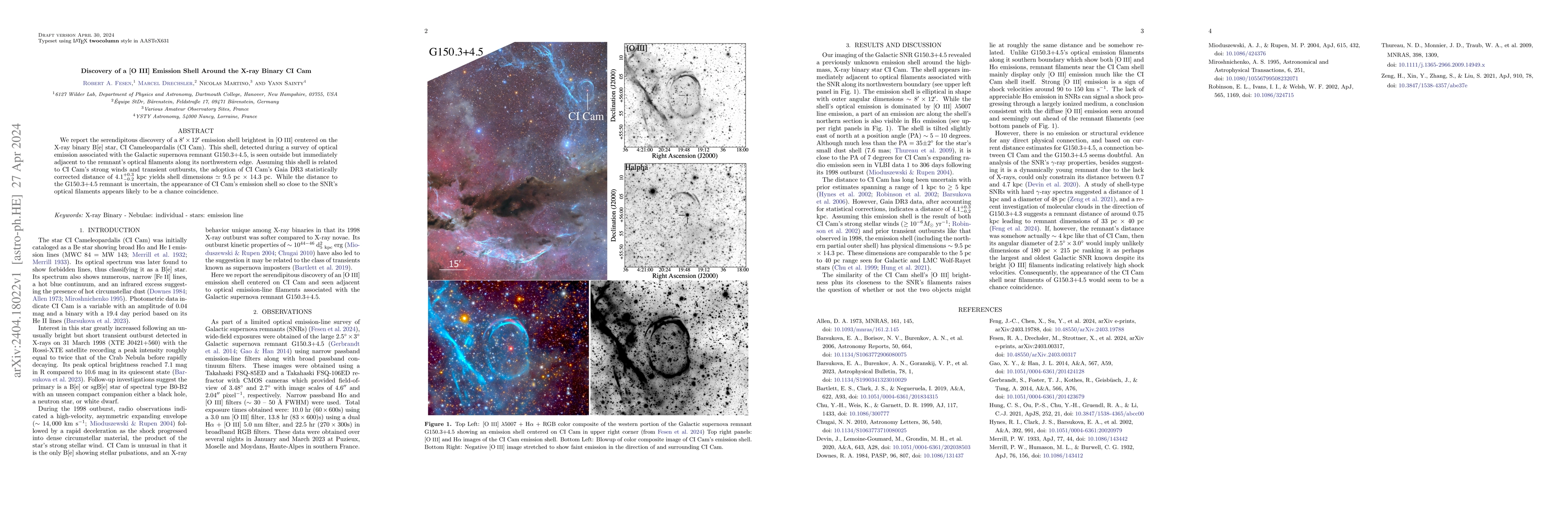 Thumbnail for Discovery of a [O III] Emission Shell Around the X-ray Binary CI Cam