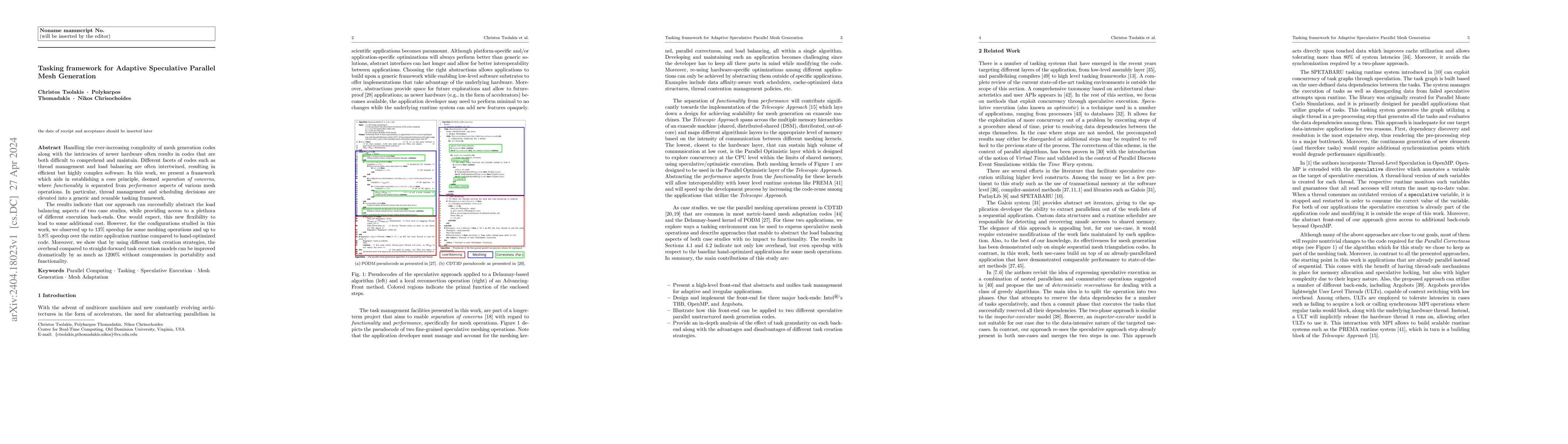 Thumbnail for Tasking framework for Adaptive Speculative Parallel Mesh Generation