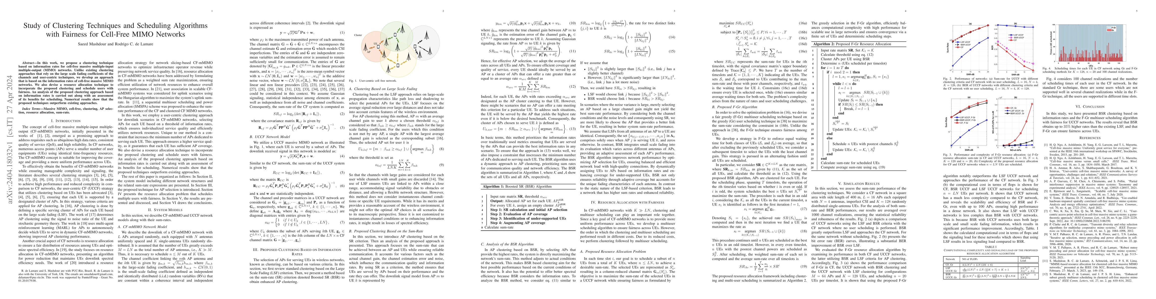 Thumbnail for Study of Clustering Techniques and Scheduling Algorithms with Fairness
  for Cell-Free MIMO Networks