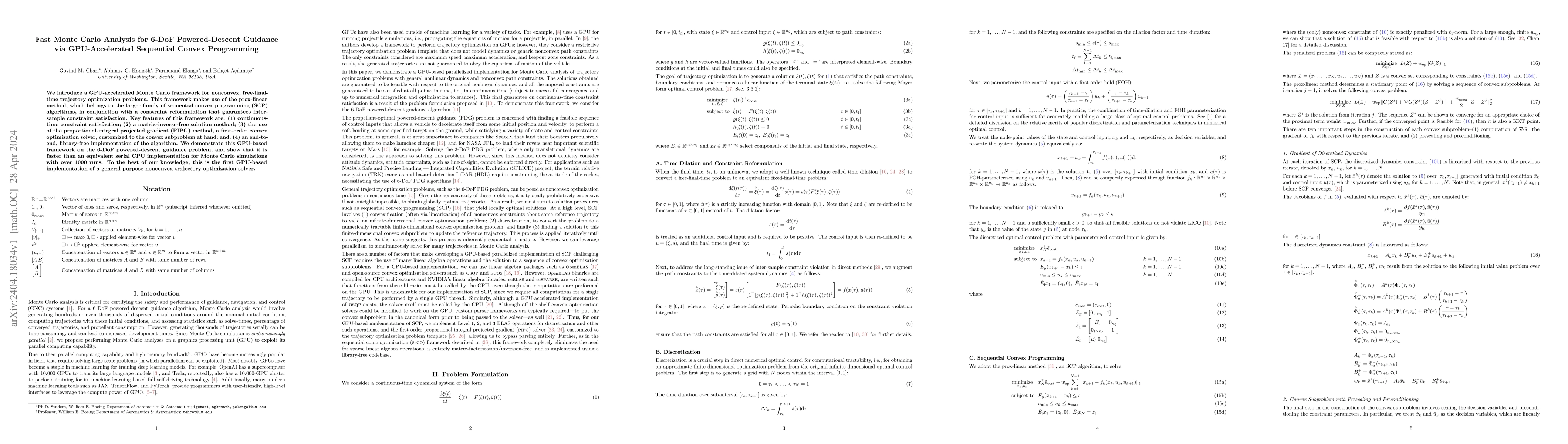 Thumbnail for Fast Monte Carlo Analysis for 6-DoF Powered-Descent Guidance via
  GPU-Accelerated Sequential Convex Programming