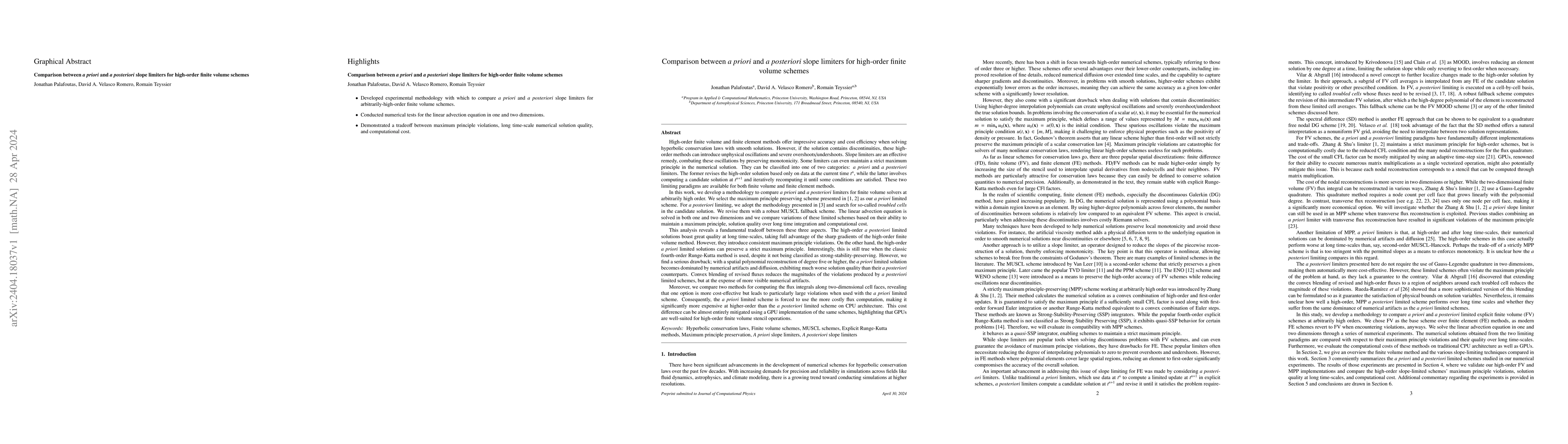Thumbnail for Comparison between a priori and a posteriori slope limiters for
  high-order finite volume schemes