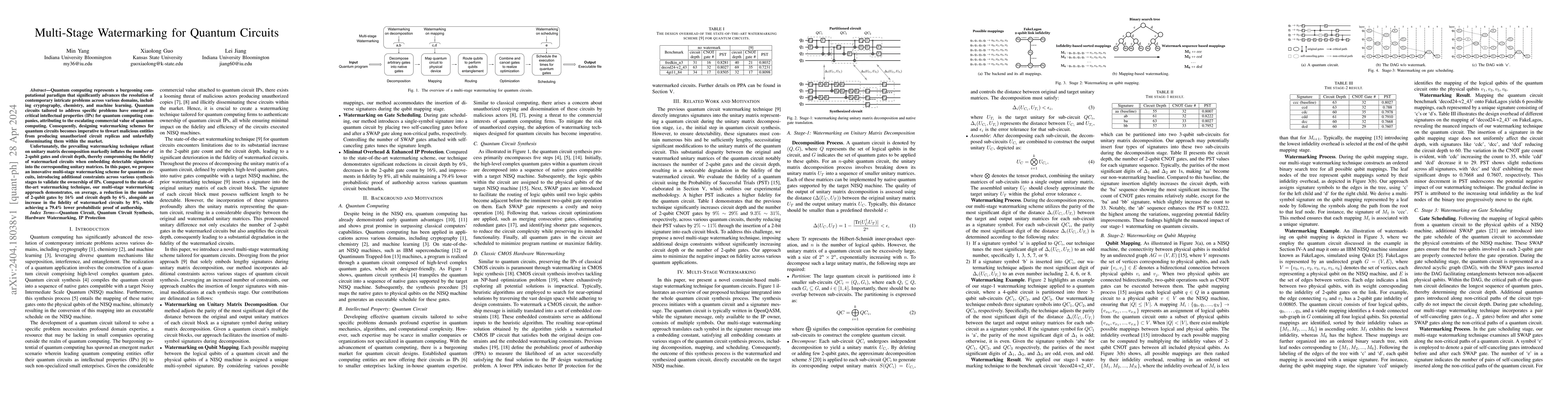 Thumbnail for Multi-Stage Watermarking for Quantum Circuits