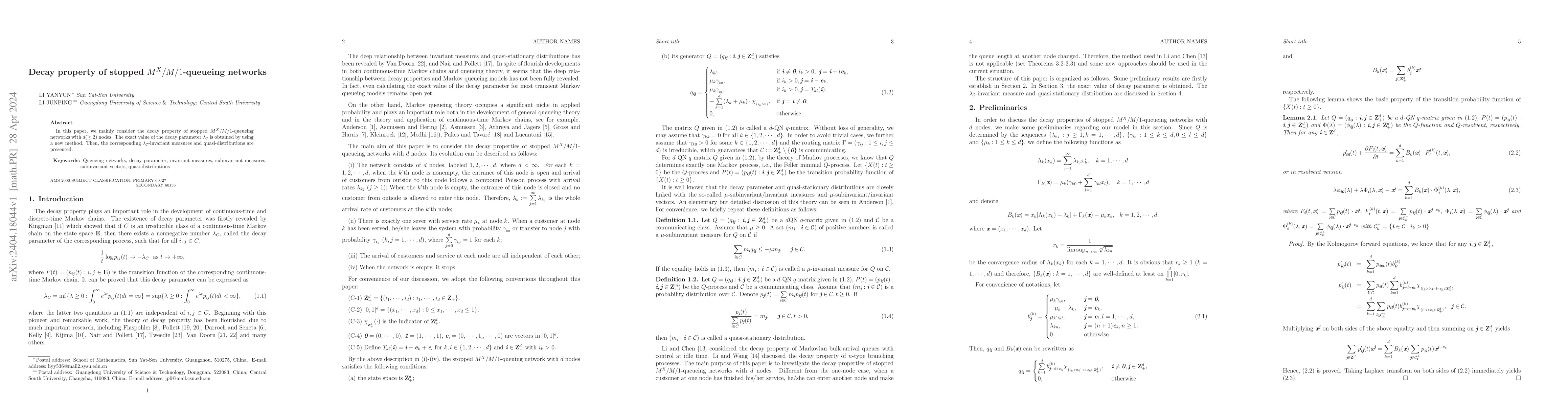 Thumbnail for Decay property of stopped $M^X/M/1$-queueing networks