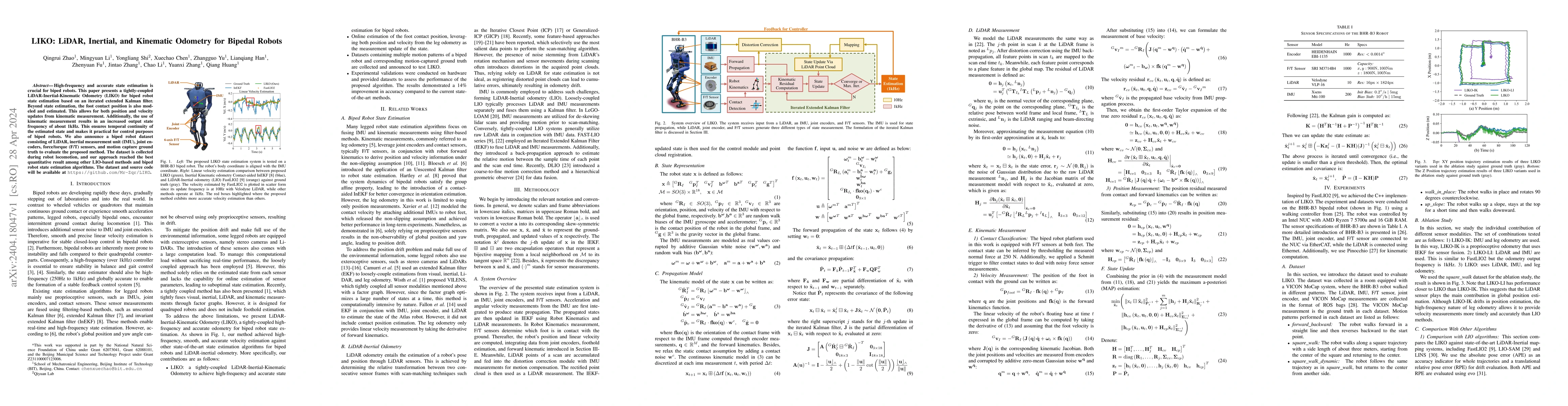Thumbnail for LIKO: LiDAR, Inertial, and Kinematic Odometry for Bipedal Robots
