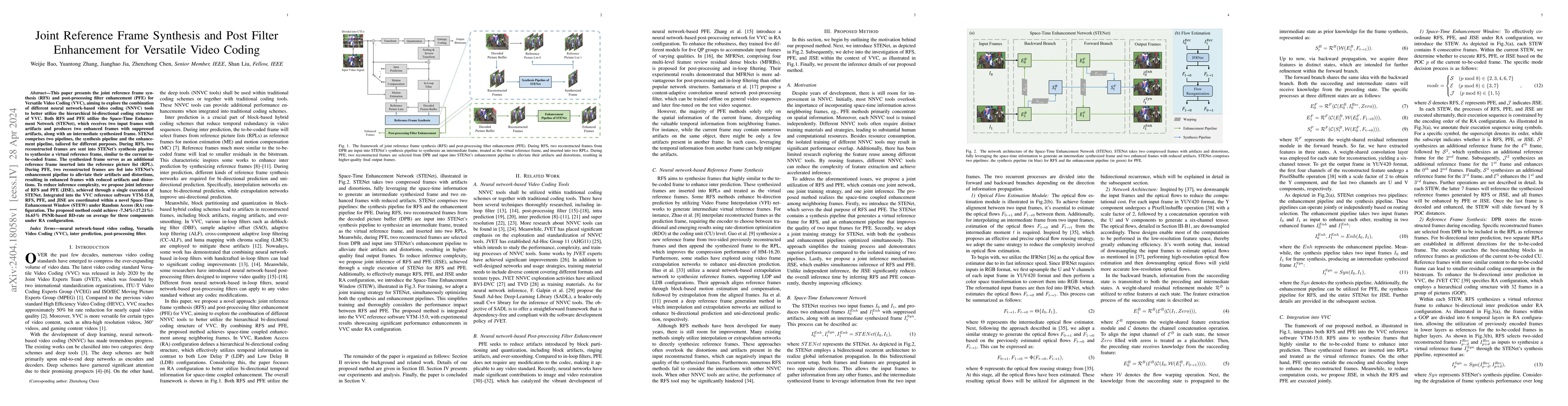Thumbnail for Joint Reference Frame Synthesis and Post Filter Enhancement for
  Versatile Video Coding