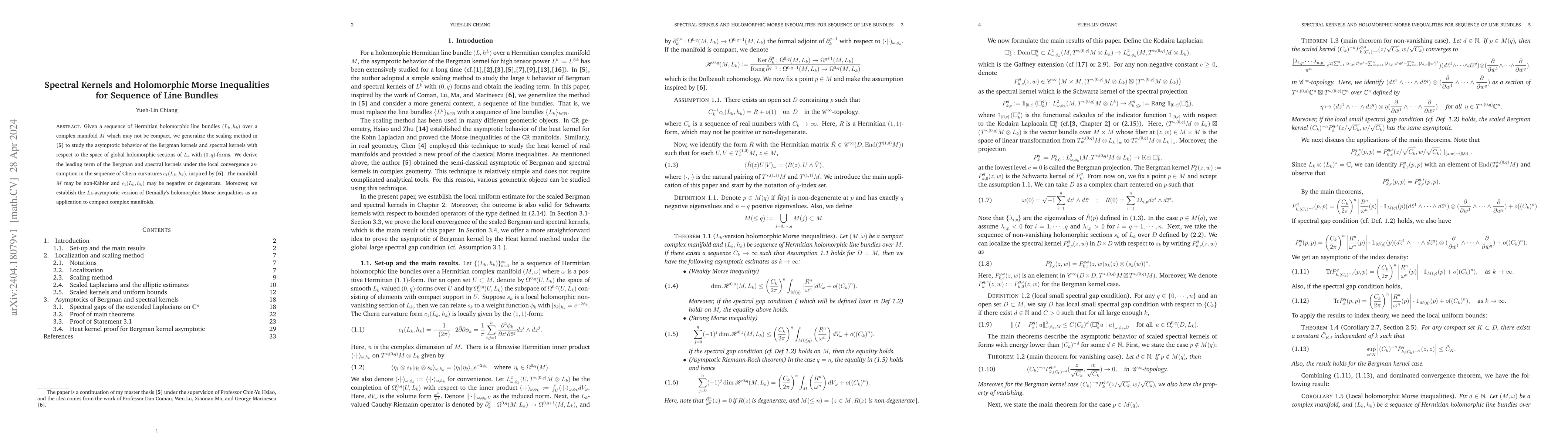 Thumbnail for Spectral Kernels and Holomorphic Morse Inequalities for Sequence of Line
  Bundles