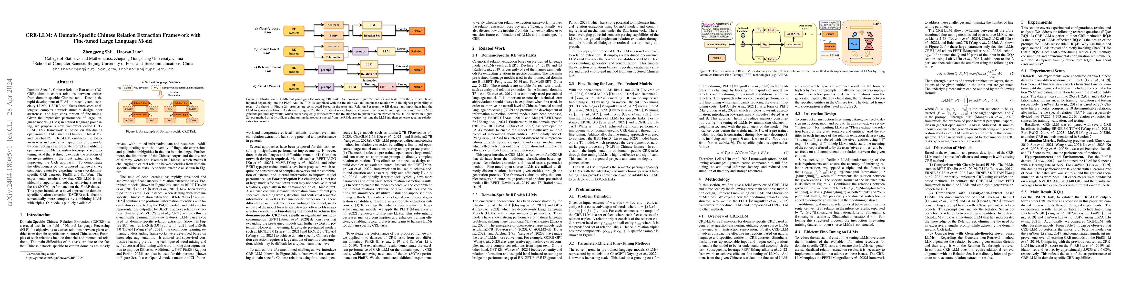 Thumbnail for CRE-LLM: A Domain-Specific Chinese Relation Extraction Framework with
  Fine-tuned Large Language Model
